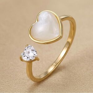 Heart Adjustable Ring | Real Mother of Pearl & Zirconia